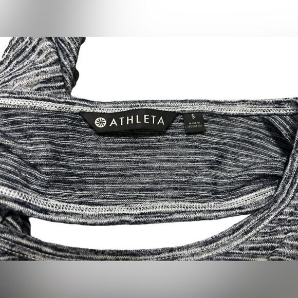 Athleta Breezy Long Sleeve small dark navy and white stripes - Picture 3 of 13